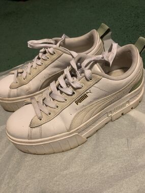 PUMA Mayze Platform Sneakers in White And Green